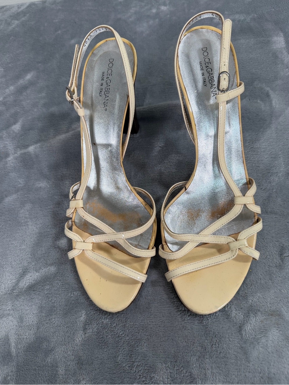 Dolce & Gabbana Beige Strappy Slingback Heels